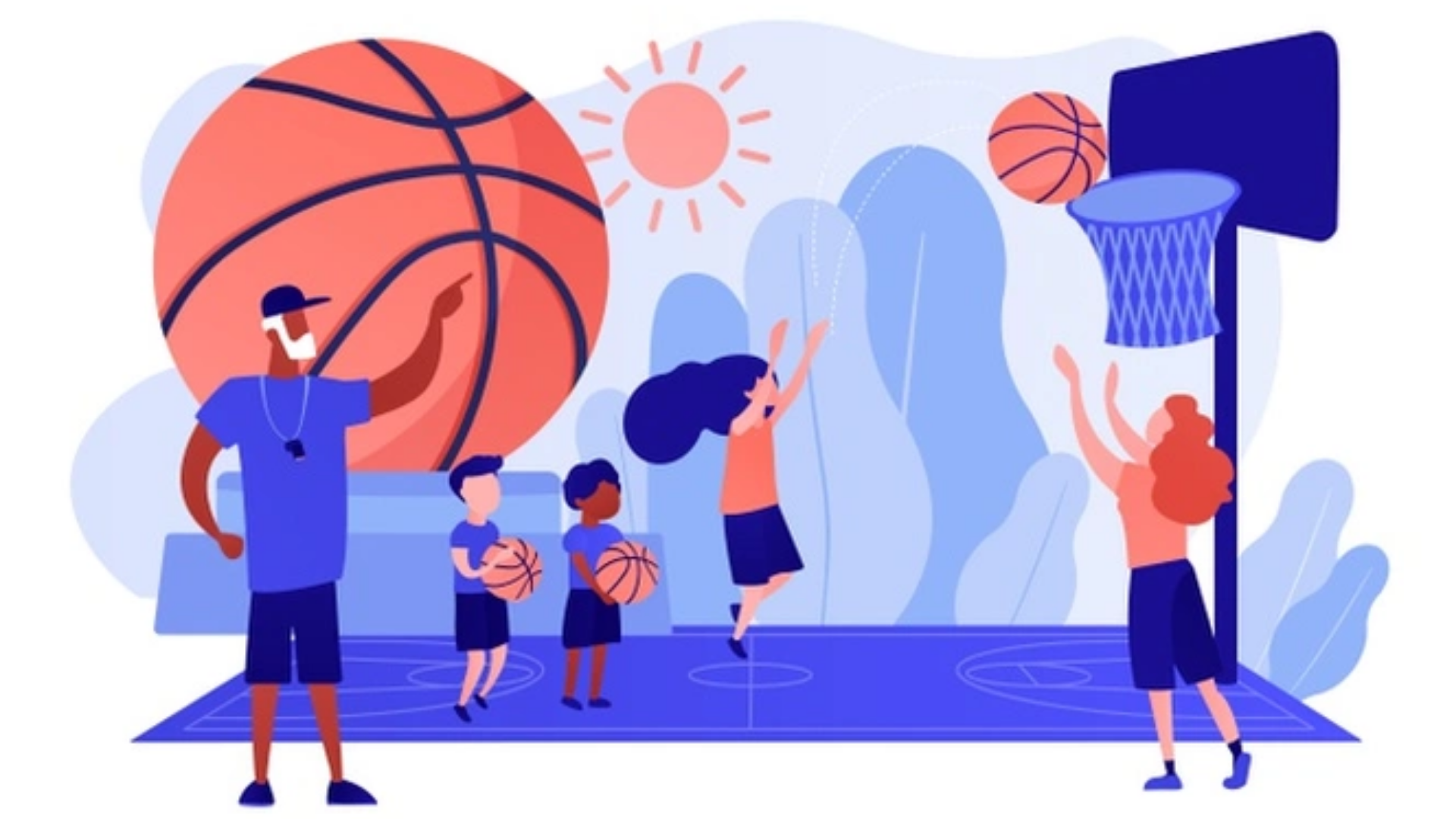 Basketbol antrenmanı yapan çocukların görseli.