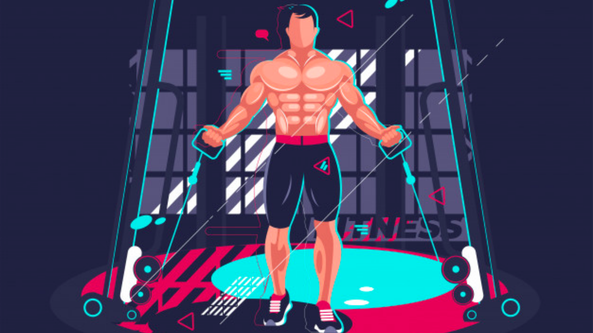 Fitness hareketi yapan bir adamın illustration görseli.
