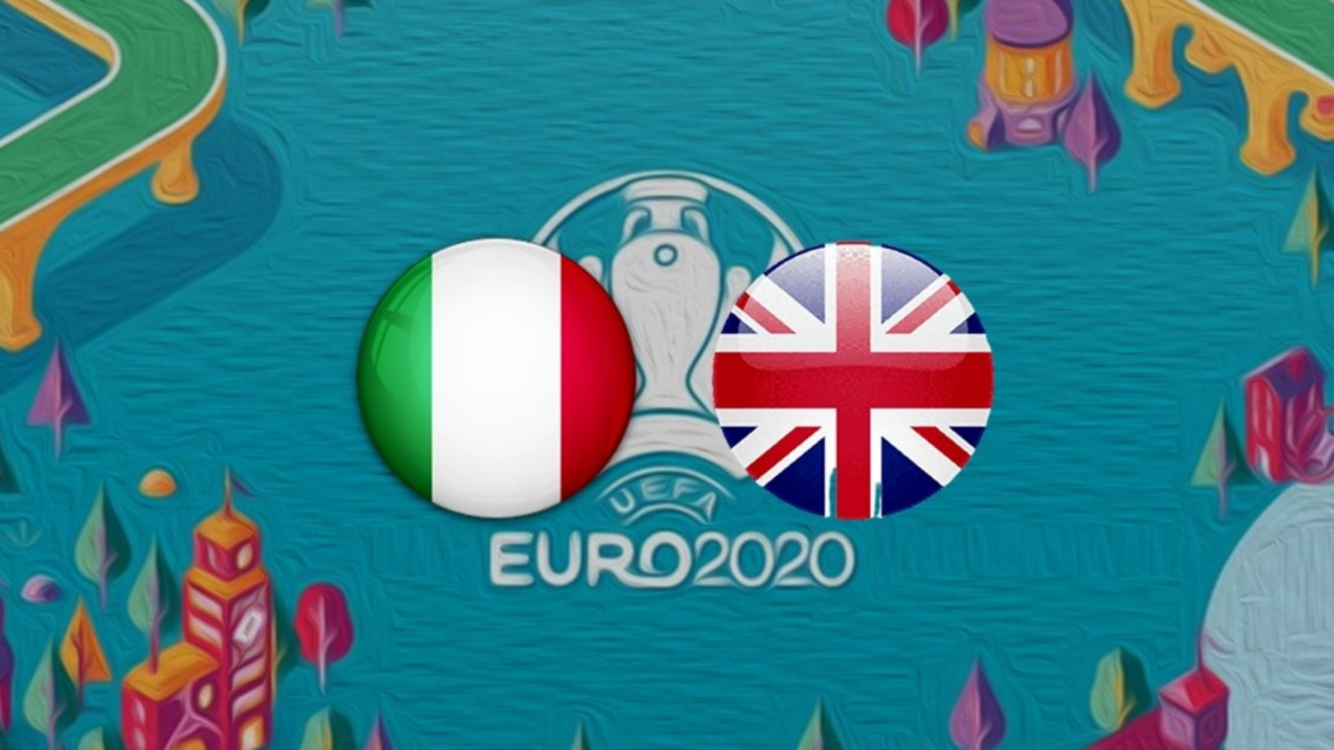 Euro 2020 final maçı oynayacak takımaların logolarına ait bir görsel.