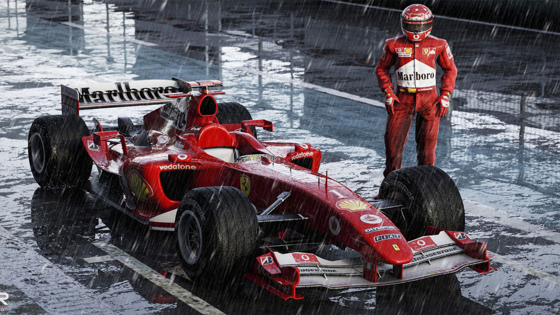 Yağmur ustası lakabı ile tanınan Schumacher görseli.