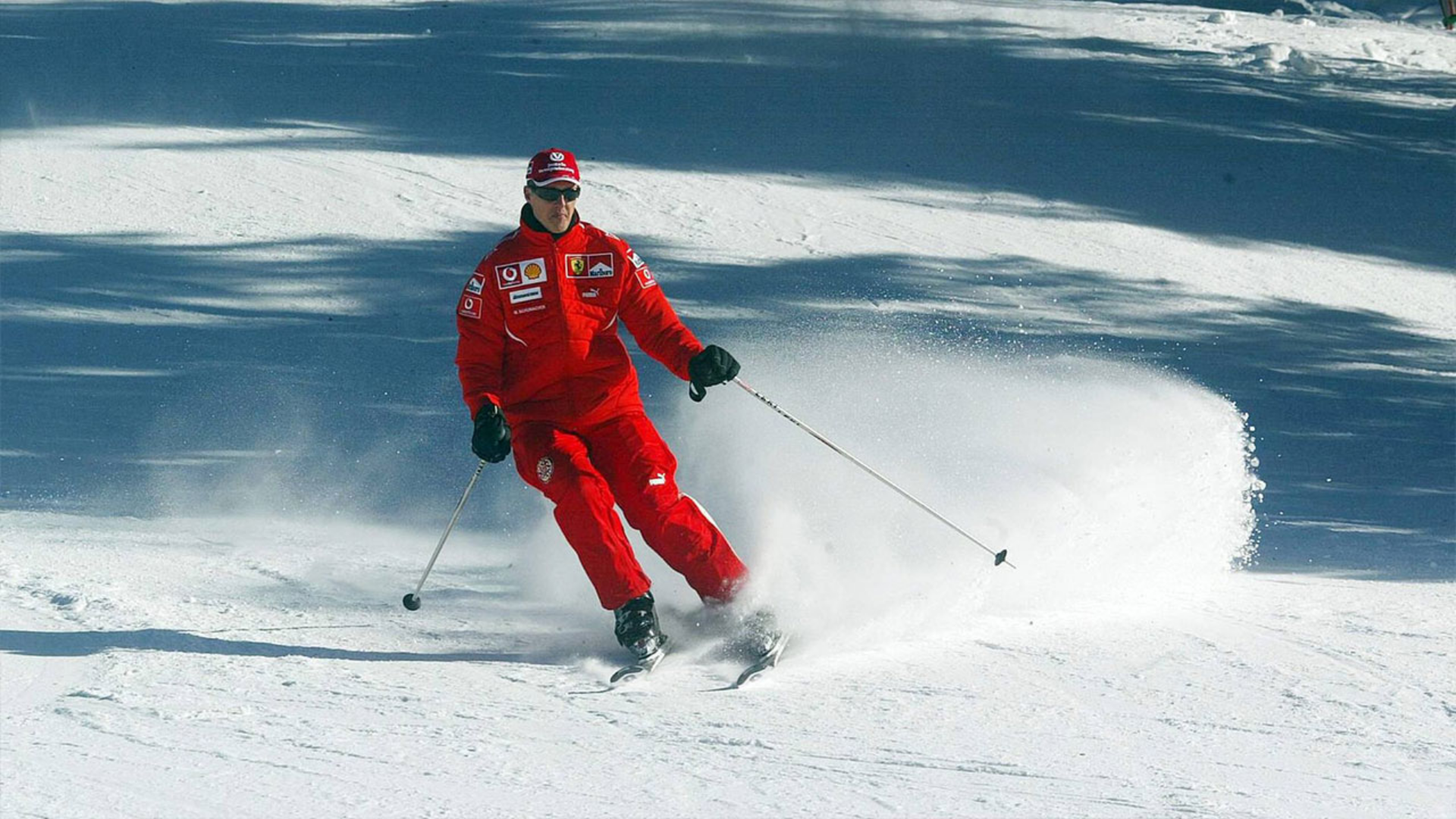 Michael Schucmaher ve kayak yaparken çekilen görseli.