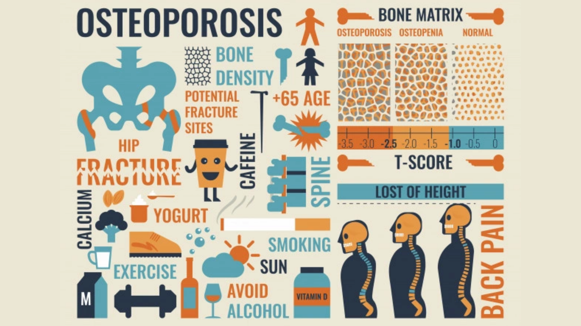 Osteoporoz ile ilgili hazırlanmış bir grafik görsel.